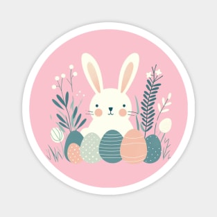 Nordic style Easter Bunny and Eggs Magnet